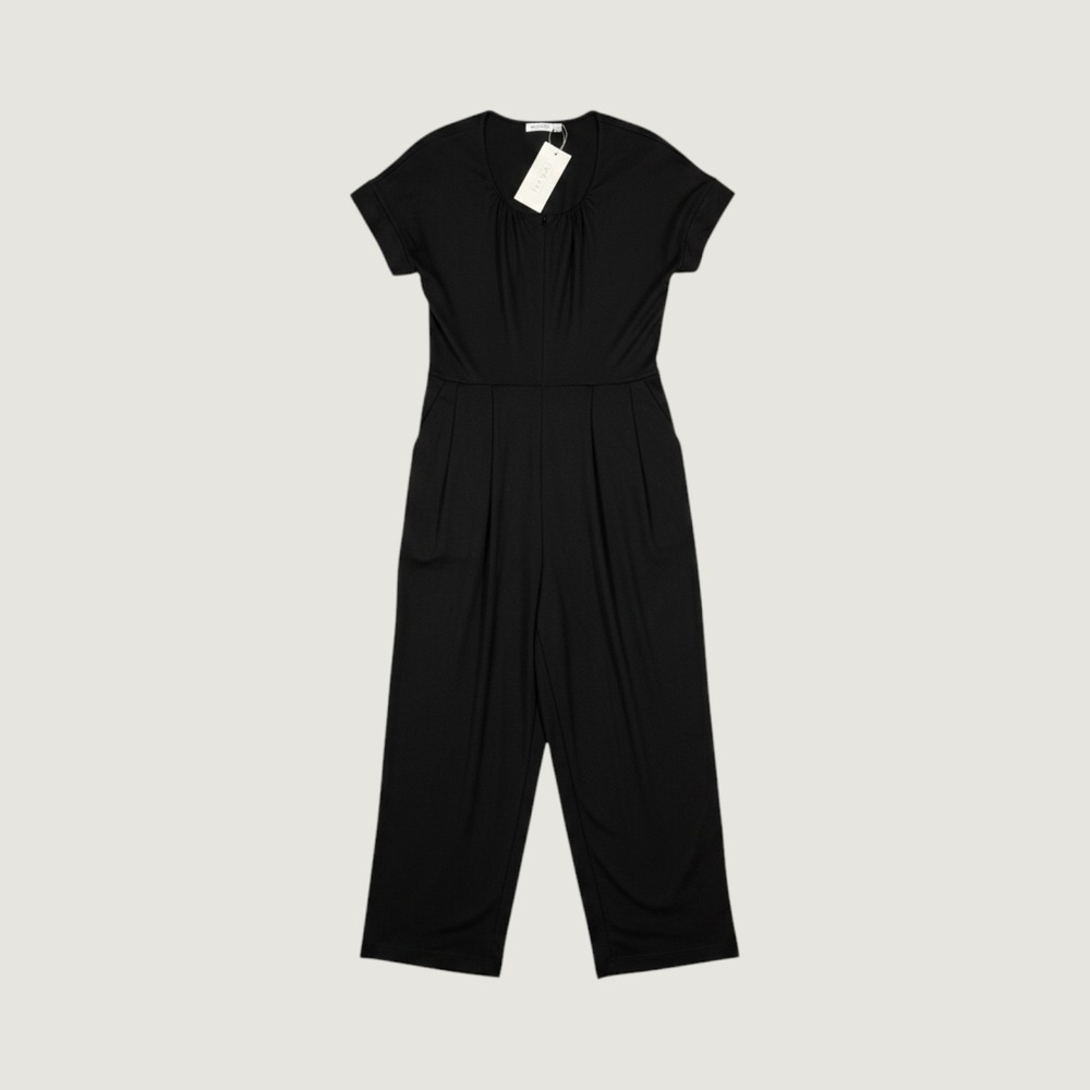 Masai Copenhagen Jumpsuit Women XS Black Wide Leg Cropped Pleated Pocket NWT